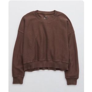 Aerie cropped corded sweatshirt